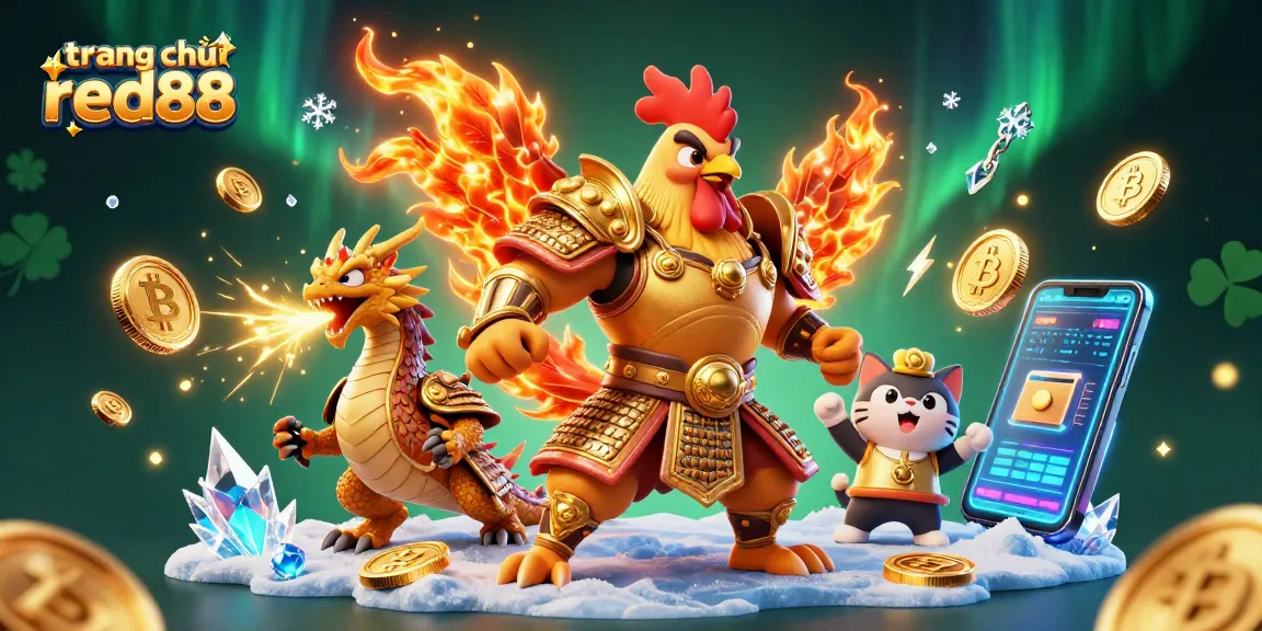 Place bets on trang chủ red88 and watch the action with dynamic gaming elements in a vibrant illustration.