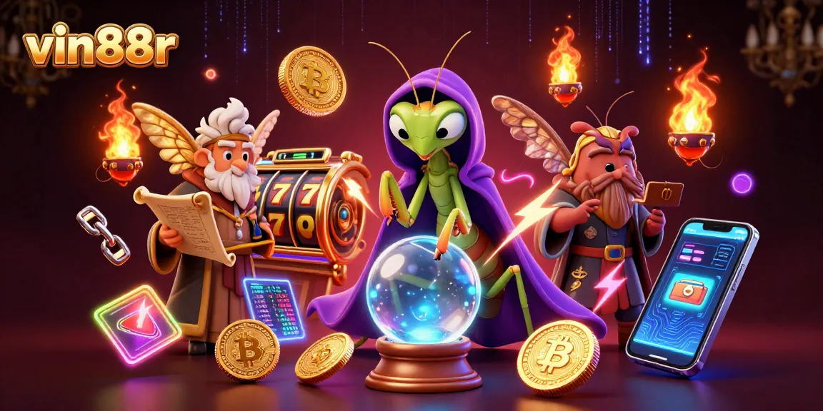 Experience thrilling wins with vin88r, featuring a mystical fortune teller in a vibrant casino setting.