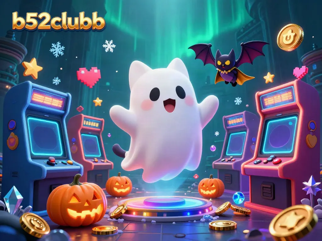 Engage in thrilling action with b52clubb's ghostly casino adventure featuring animated characters.