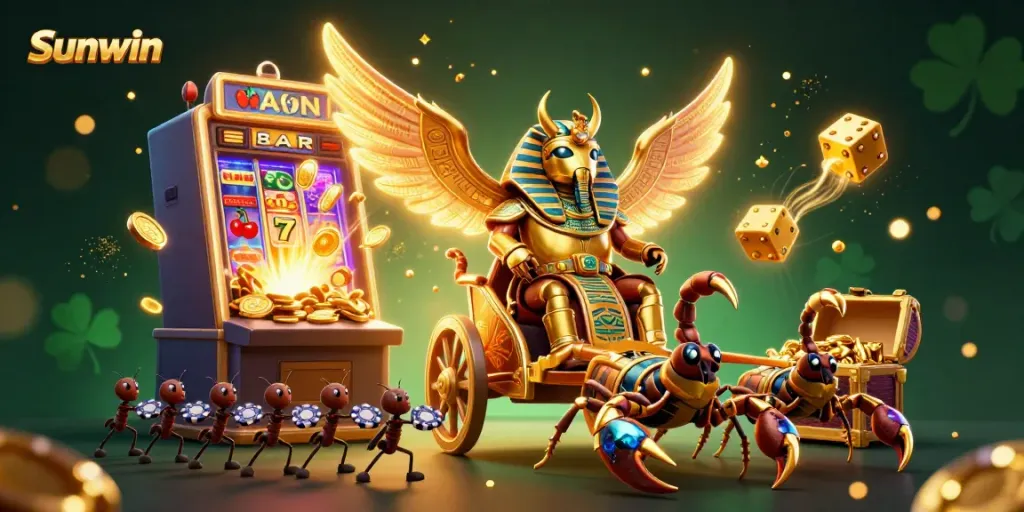 Experience the vibrant chaos of Sunwin's gaming universe with exciting slot machines and golden treasures!