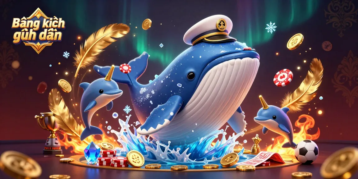 Bảng xếp hạng ghi bàn showcases a whale, narwhal, and dolphins in a dynamic sports betting scene.