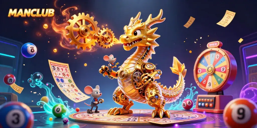 Engage in exciting gameplay with MANCLUB's vibrant lottery scene featuring dynamic elements.