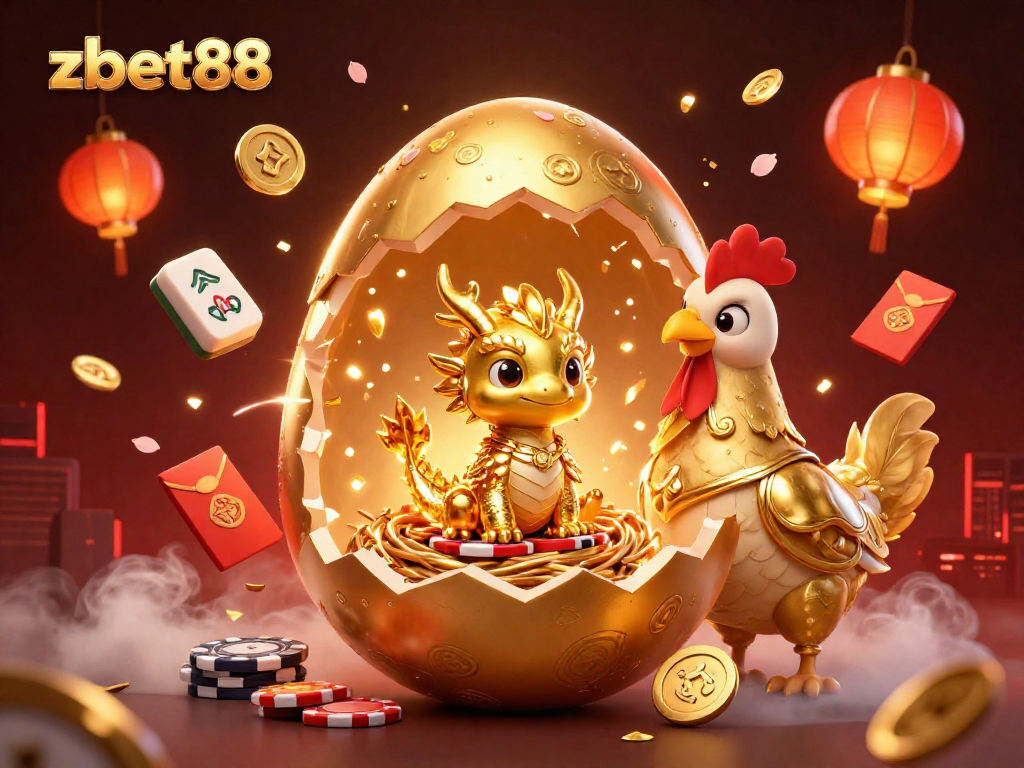 Experience the excitement of zbet88 with a golden dragon emerging from a poker chip nest in this vibrant casino scene.