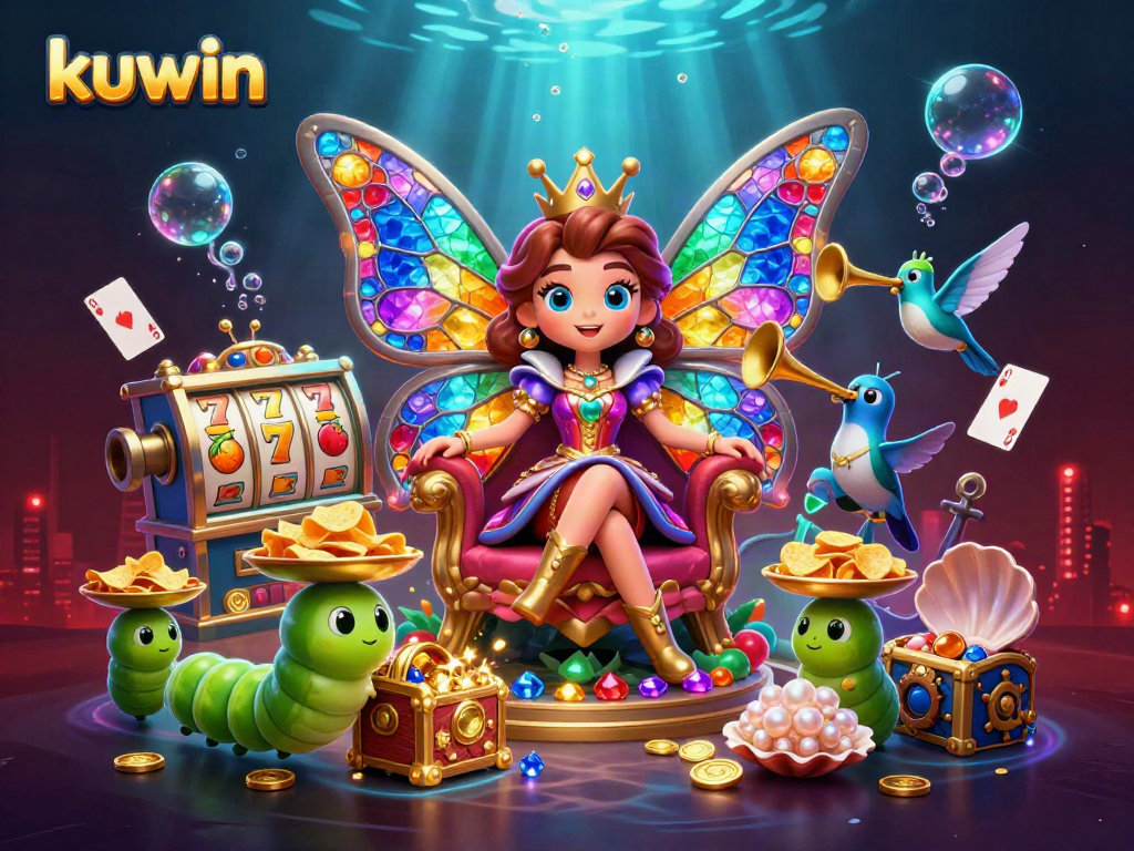 Kuwin players win big with the vibrant and magical butterfly queen in a thrilling casino scene.