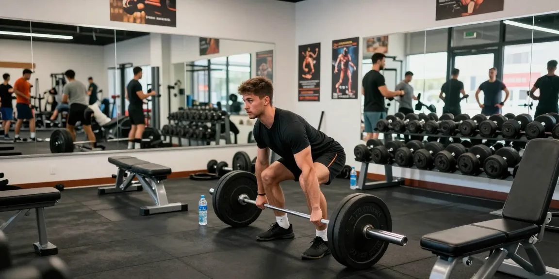 Engaged athlete lifting weights in a dynamic gym setting focusing on Prime Pharma Steroiden for bodybuilding success.
