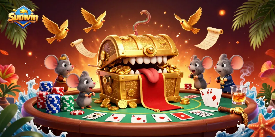 Engage with thrilling poker games at Sunwin with a vibrant casino illustration.