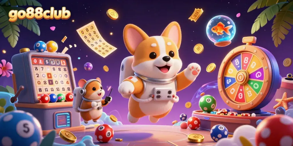 Experience thrilling games at go88club with exciting casino elements and dynamic characters in space.
