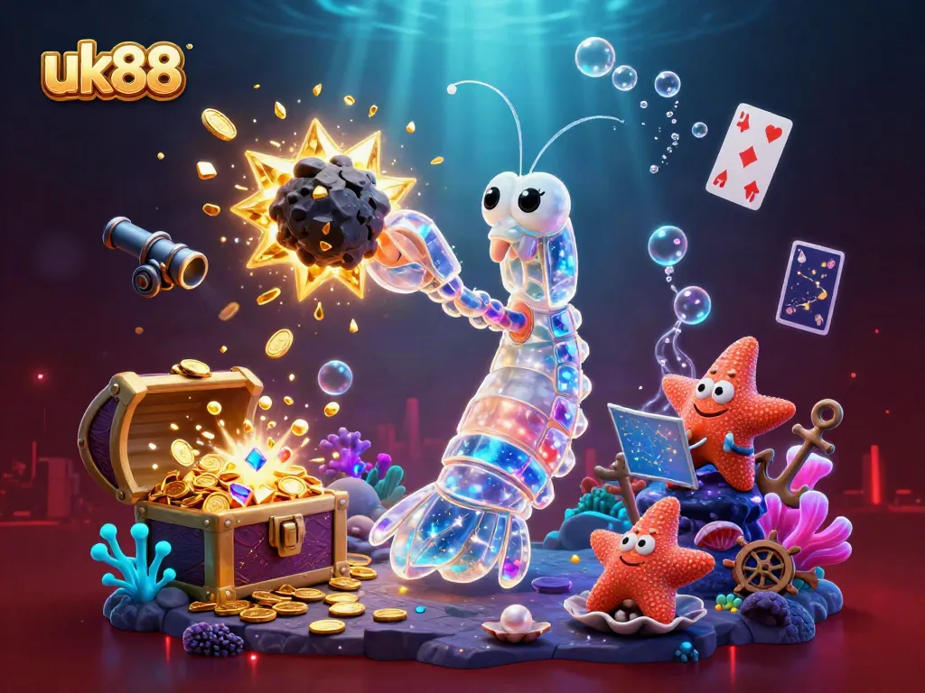 Experience the thrill of uk88 with vibrant casino games surrounded by treasure-inspired characters.