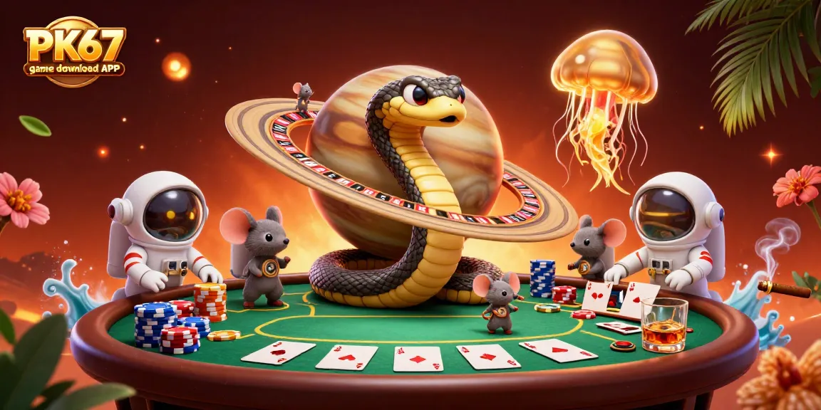 Engage with the thrilling PK67 game download APK featuring a vibrant cosmic casino scene.