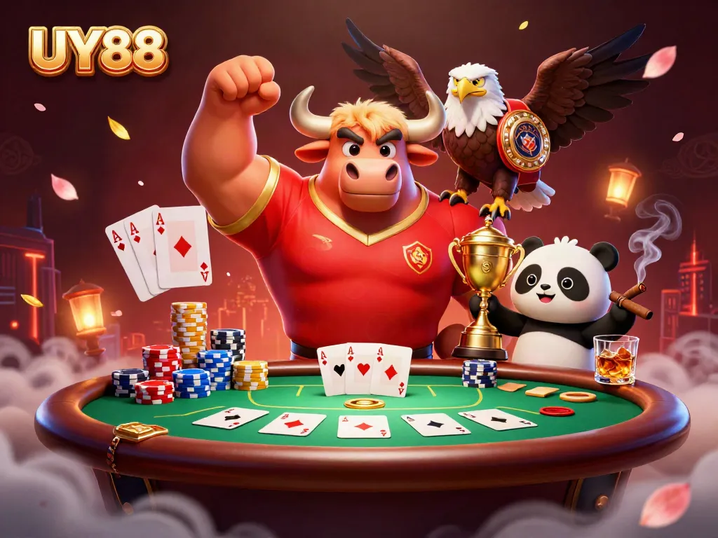 Experience thrilling wins with UY88's dynamic casino scene featuring vibrant characters and game elements.