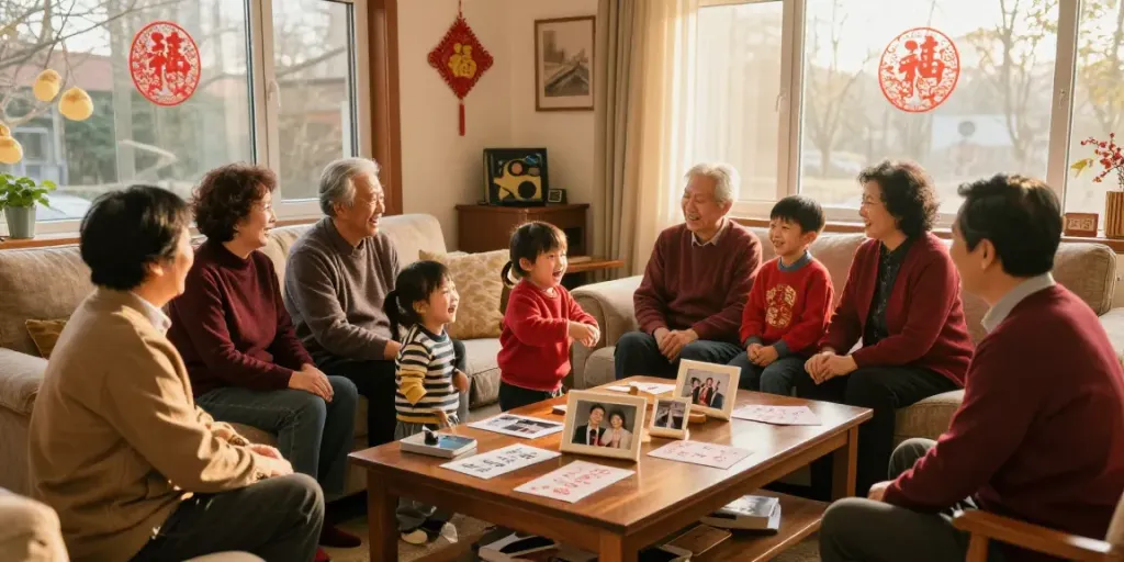 Family gathering at home showcasing love and respect for parents in rokok88 community setting.