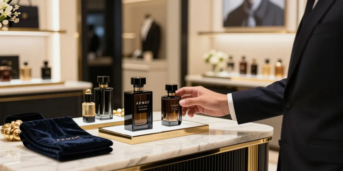 Armaf Club de Nuit Intense Man parfum in een luxe retail omgeving, waarin de verfijning van de geur wordt benadrukt.