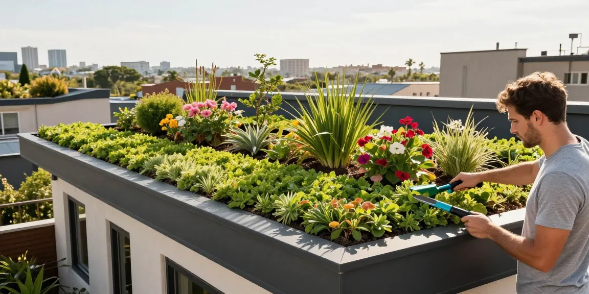 Mooie sedum dak uitbouw op een modern huis, waar groen en stedelijk leven samenkomen.