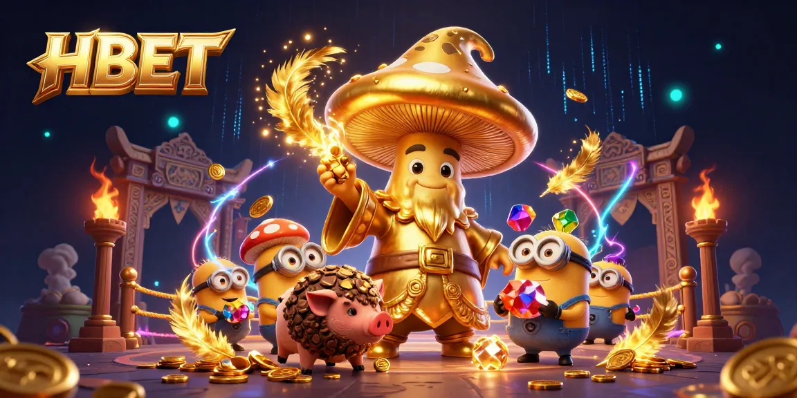 Experience thrilling gameplay at HBET with enchanting characters and golden treasures in an exciting casino scene.