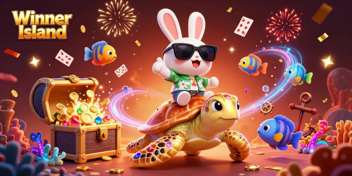 Experience the thrill of gaming at Winner Island with vibrant colors and dynamic casino elements.
