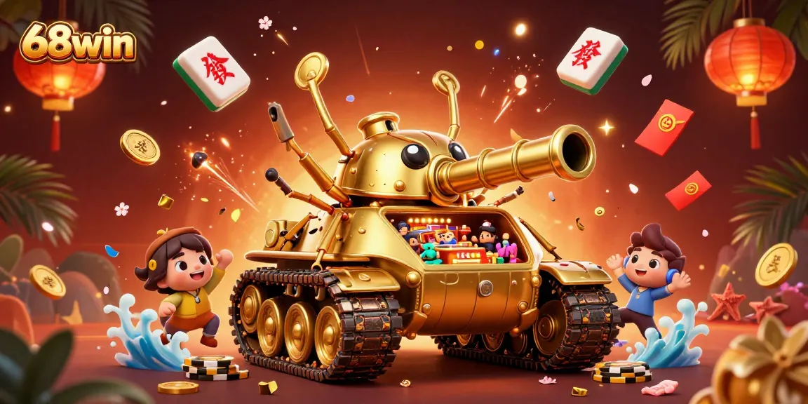 Experience the thrill of betting at 68win with a vibrant 3D casino scene featuring rich gaming symbols.