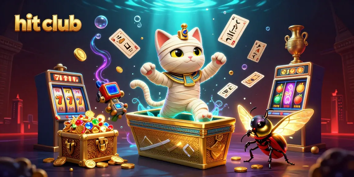 Experience excitement at hit club casino with an Egyptian mummy cat and glowing treasures.