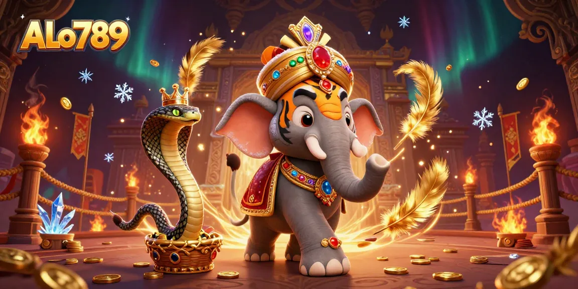 Engage with ALo789's exciting online cockfighting arena featuring a majestic tiger and elephant.