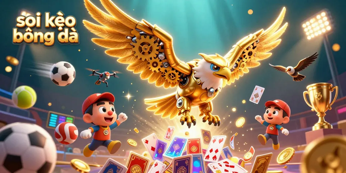 Experience thrilling moments in sports betting with soi kèo bóng đá as characters dive through dynamic elements.