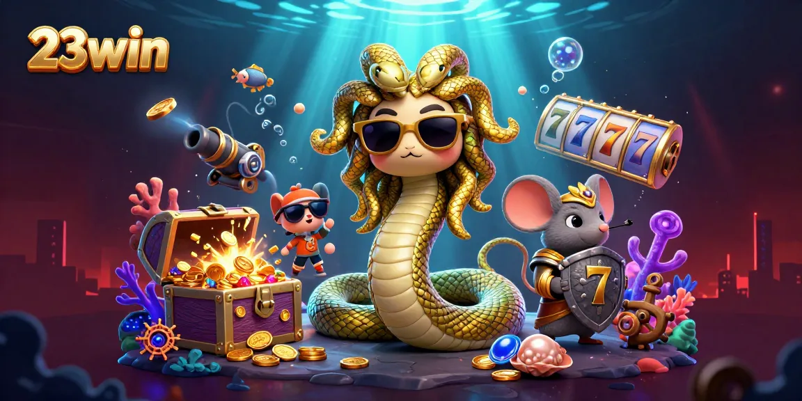 Win big at 23win with Medusa and her warrior friend amidst stunning casino games!
